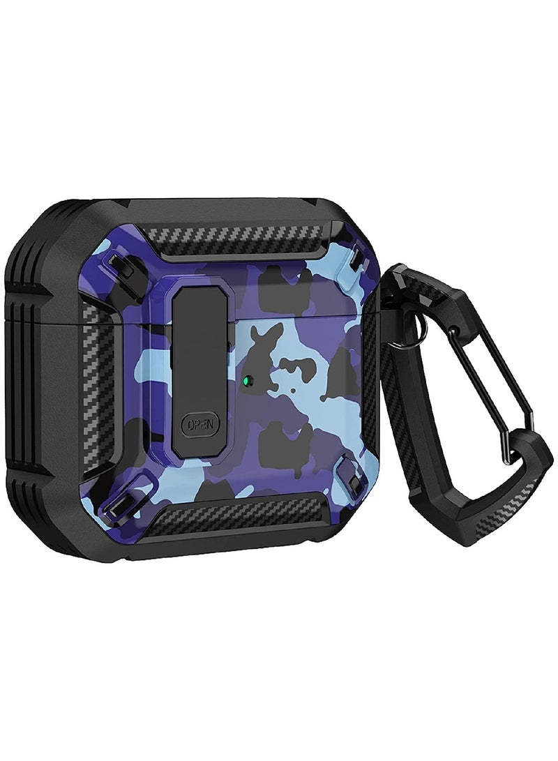 MOBM AirPods Pro Case with Carabiner – Shockproof Protective Cover Blue Army - Image 1